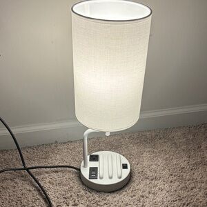Modern White Table Lamp with USB Ports